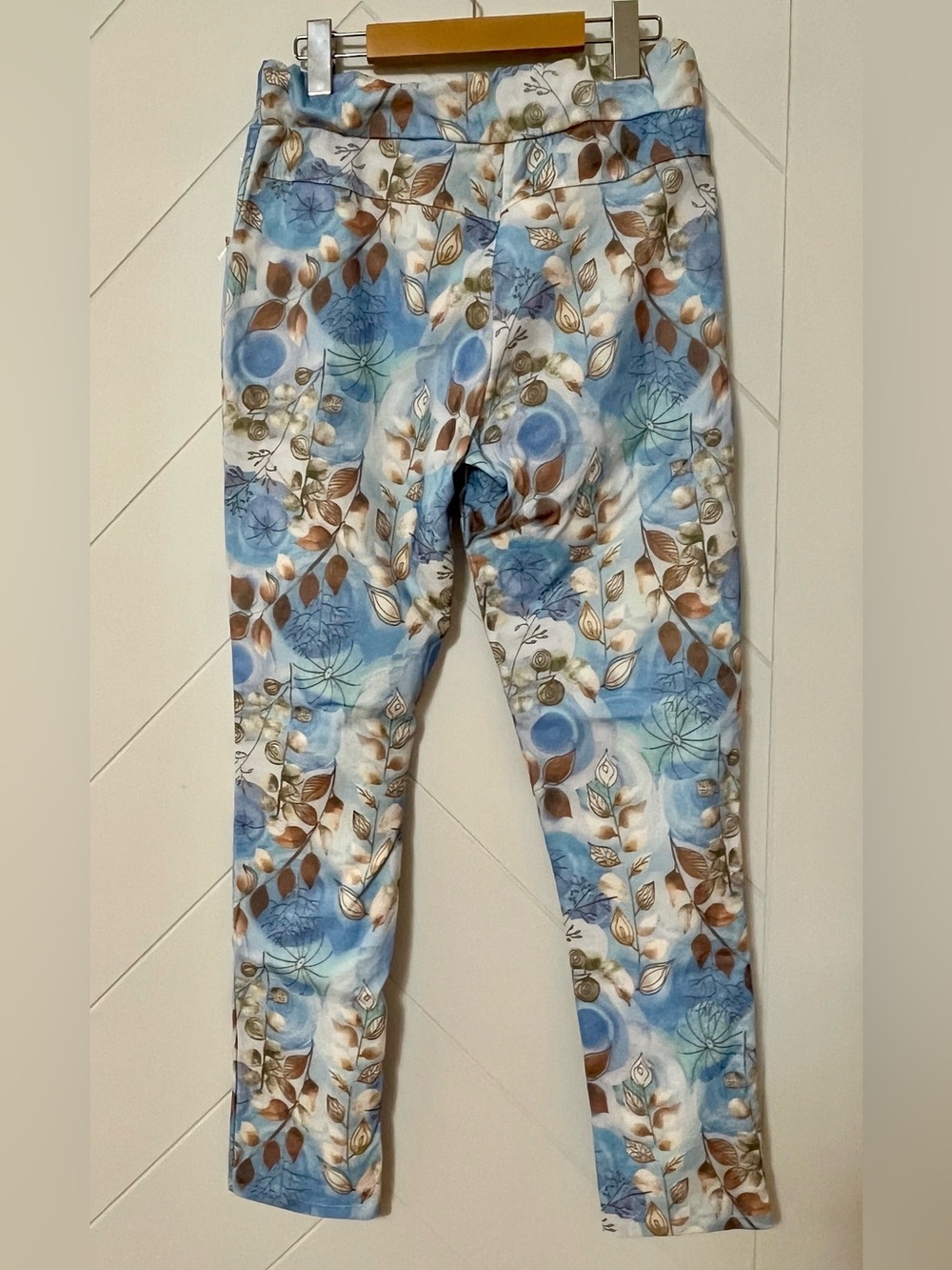 Women’s The One Italian Made Blue Floral Drawstring Stretch Pants L - Picture 6 of 11